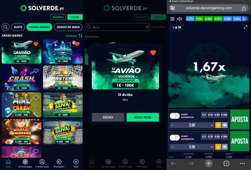 Jogos crash na Solverde App