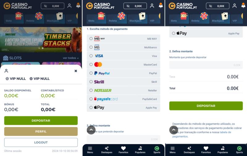 Depositar com a app do Casino Portugal