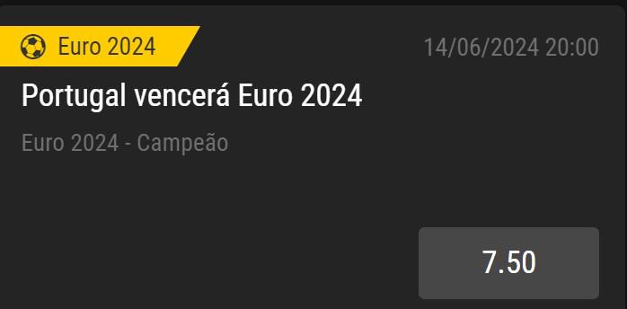 Odd de Portugal vencer o Euro 2024